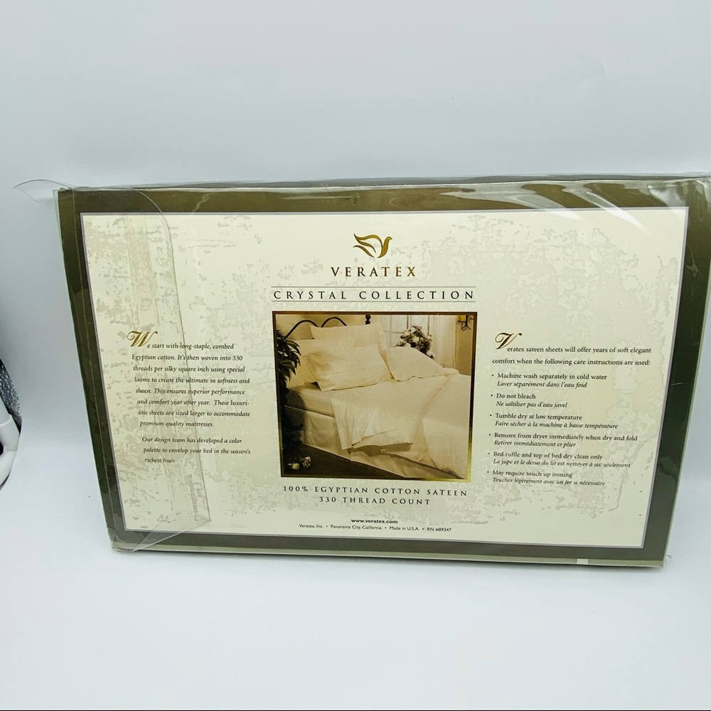 Veratex Crystal Collection Solid Green Twin Sheet Set 330 Thread Count RARE - Picture 10 of 12